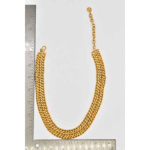 Givenchy Vintage Chunky Collar Necklace Brushed Gold Linked Chain Signed Bin1 - Picture 12 of 12